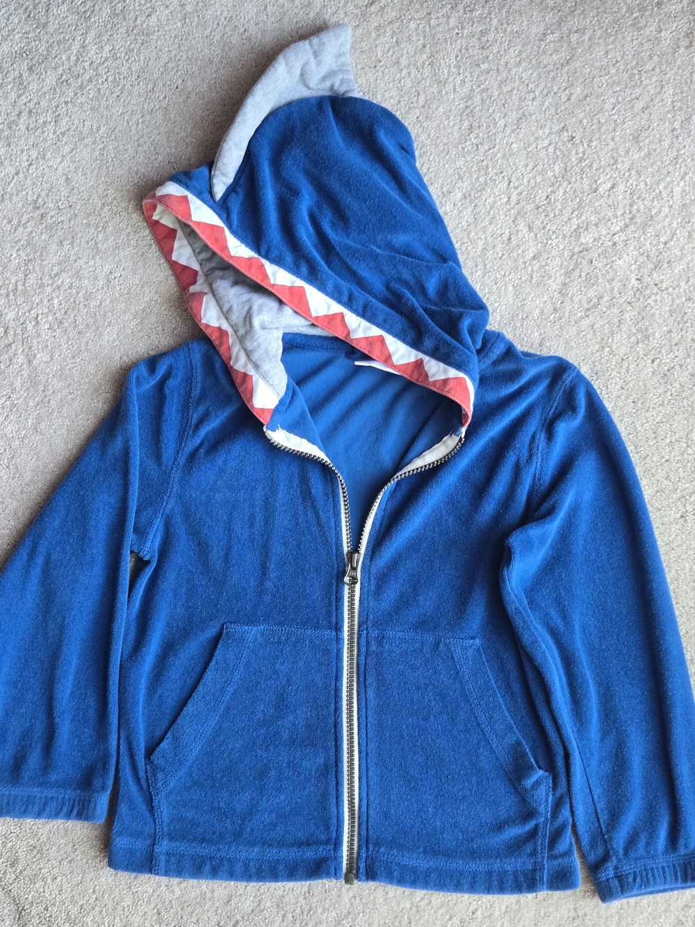 Hanna Andersson Bright Blue Shark-Trim Zip Hoodie